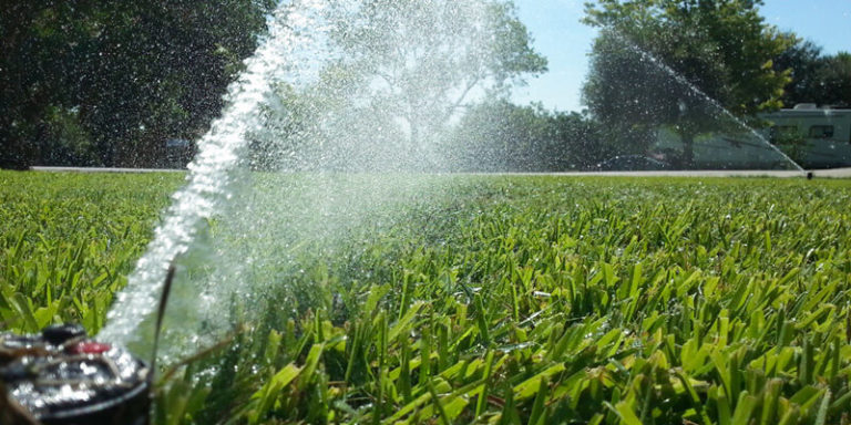 Sprinklers running